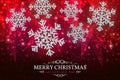 Christmas banner silver snowflakes on a red background Royalty Free Stock Photo