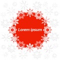 Christmas banner with snowflakes on a white, red background and place for text