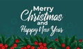 Christmas hand draw banner with ilex in scetch style Royalty Free Stock Photo