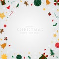 Christmas banner white color design modern art gift style snow fall with space