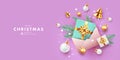 Horizontal christmas web banner, poster, greeting card, header for website Royalty Free Stock Photo