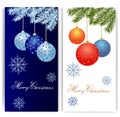 Christmas banners with balls and snowfalls