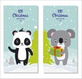 Christmas banners with funny animals