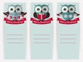 Christmas banners with owls and space for text. Vector set. Royalty Free Stock Photo