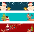 Christmas banners with Santa Claus vector set Royalty Free Stock Photo