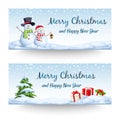 Christmas banners with winter landscapes. Vector illustration.