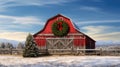 christmas barn with wreath Royalty Free Stock Photo