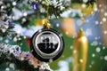 Christmas bauble with car gearshift Royalty Free Stock Photo