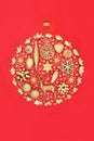 Abstract Christmas Bauble with Gold Stars and Decorations Royalty Free Stock Photo