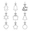 Christmas Bauble Line Icon. Christmas Ornament Line Icon. Christmas Ornament Outline Icon. Christmas Ornament Hanging Outline. Royalty Free Stock Photo