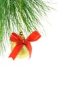 Christmas bauble with red bow ribbon Royalty Free Stock Photo