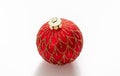 Christmas bauble red color isolated against white background Royalty Free Stock Photo