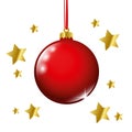 Christmas bauble red colored gold stars