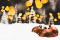 Christmas eve or night still life with bokeh lights Royalty Free Stock Photo