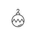 Christmas bauble vector icon in trendy minimalist style for Christmas and New Year. Winter holidays decoration. Line art Royalty Free Stock Photo