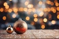 Christmas Baubles And Blurred Shiny Lights, some blurry space for text Royalty Free Stock Photo