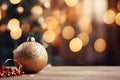 Christmas Baubles And Blurred Shiny Lights, some blurry space for text Royalty Free Stock Photo