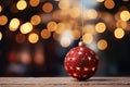 Christmas Baubles And Blurred Shiny Lights, some blurry space for text Royalty Free Stock Photo