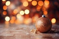 Christmas Baubles And Blurred Shiny Lights, some blurry space for text Royalty Free Stock Photo