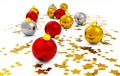 Christmas baubles and golden stars Royalty Free Stock Photo