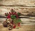 Christmas baubles and vary of decoration on wood background Royalty Free Stock Photo