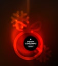 Christmas baubles, vector magic dark background with glowing New Year spheres Royalty Free Stock Photo