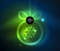 Christmas baubles, vector magic dark background with glowing New Year spheres Royalty Free Stock Photo