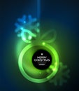 Christmas baubles, vector magic dark background with glowing New Year spheres Royalty Free Stock Photo