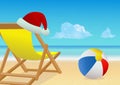 Christmas beach background. Winter holiday vacation concept. Vector art