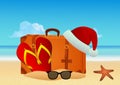 Christmas beach background. Winter holiday vacation concept. Vector art