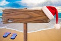 Christmas beach party signboard as background for text Royalty Free Stock Photo