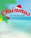 Christmas at the beach poster or banner seashore landscape. Vacation winter. Vector