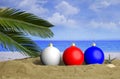 Christmas beach vacation concept. 3d illustration