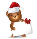 Christmas bear with card standing Royalty Free Stock Photo