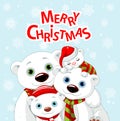 Christmas bear family greeting card