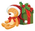 Christmas bear and gift box Royalty Free Stock Photo
