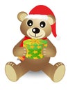 Christmas bear holding gift box Royalty Free Stock Photo