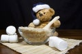 Christmas Bear Making Puffed Rice Cereal Treats Royalty Free Stock Photo