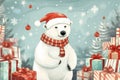 christmas bears holding gifts wearing santa claus hat Royalty Free Stock Photo