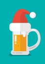 Christmas beer ale mug in Santa hat
