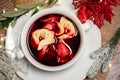 Christmas beetroot soup, traditional Polish Christmas beetroot soup with dumplings Royalty Free Stock Photo