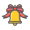 Christmas bell with bow filled outline icon Royalty Free Stock Photo