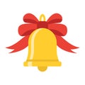 Christmas bell with bow flat icon, New year Royalty Free Stock Photo