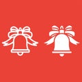 Christmas bell with bow line and glyph icon Royalty Free Stock Photo