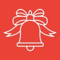 Christmas bell with bow line icon, New year Royalty Free Stock Photo