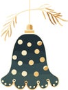 Christmas Bell with Evergreen Leaves Royalty Free Stock Photo