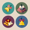 Christmas bell flat icon pack with long shadow Royalty Free Stock Photo