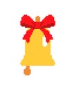 Christmas bell pixel art. 8 bit Christmas and New Year illustration Royalty Free Stock Photo