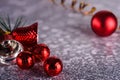 Christmas bell with red balls on a gray background2 Royalty Free Stock Photo