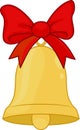 Christmas bell with red bow icon. Cartoon. Royalty Free Stock Photo